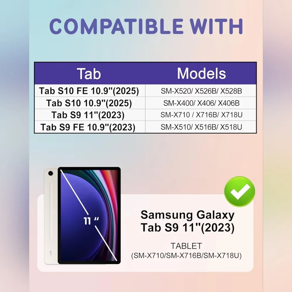 Samsung Galaxy Tab S9/S9 FE/S10/S10 FE/S10 Lite Case 10.9 inch 360 Degree Rotate